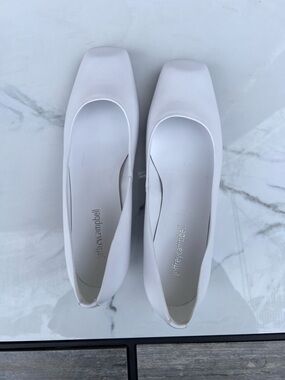 Jeffrey Campbell Subject White Square-Toe Kitten Heels Rare Model New